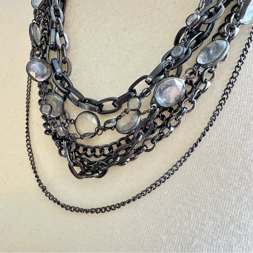 Simply Vera Vera Wang Gunmetal Multi-Chain Necklace โ 22โ Punk Glam Statement - Picture 4 of 9